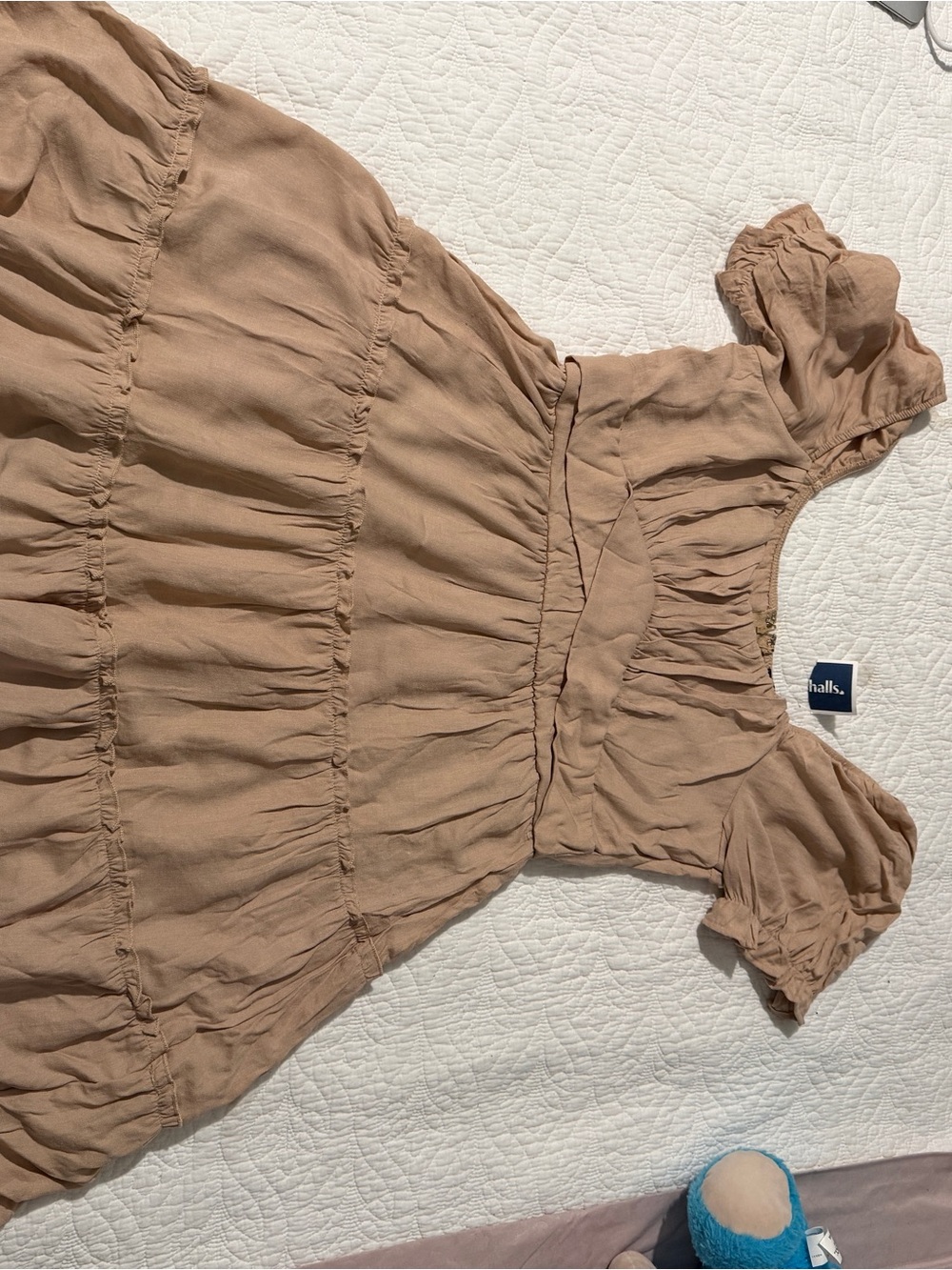 Beige Ruffled Tiered Short Sleeve Dress